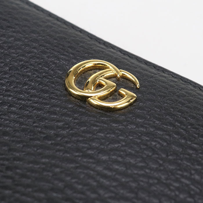 GUCCI 456117 Zip around wallet Double G PurseZip Around leather black Women