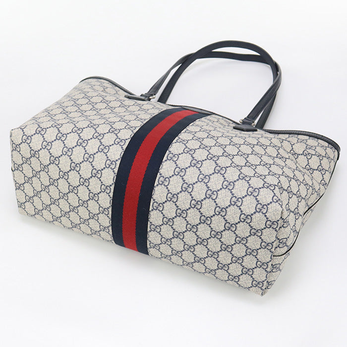 GUCCI 631685 96IWN 4076 Medium Tote Bag Ofidia GG Supreme/leather navy Women