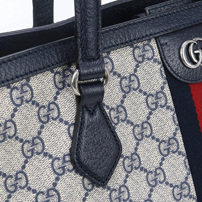 GUCCI 631685 96IWN 4076 Medium Tote Bag Ofidia GG Supreme/leather navy Women