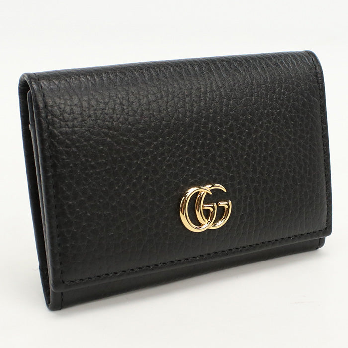 GUCCI 739525 Card Case Double G name card holder leather black Women