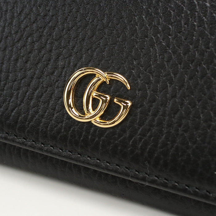 GUCCI 739525 Card Case Double G name card holder leather black Women