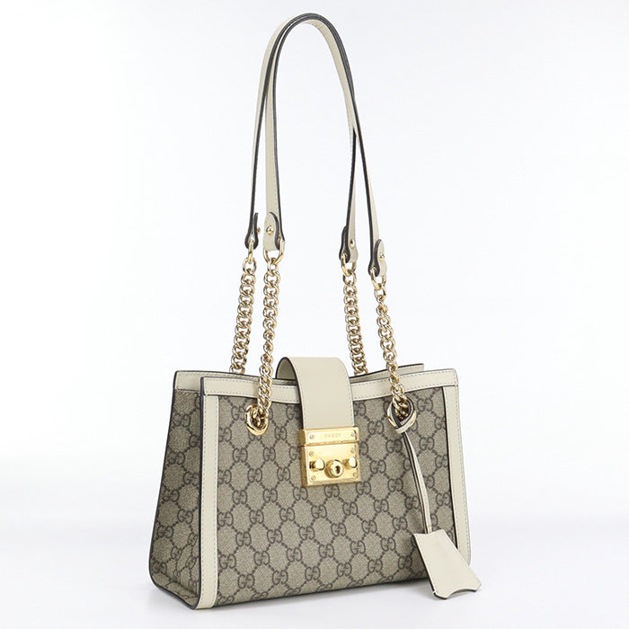 GUCCI GU88506 Small Shoulder Bag Padlock  GG Supreme Canvas beige Bag Women