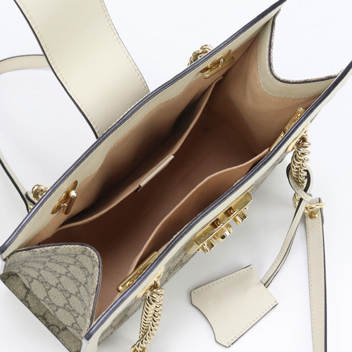 GUCCI GU88506 Small Shoulder Bag Padlock  GG Supreme Canvas beige Bag Women