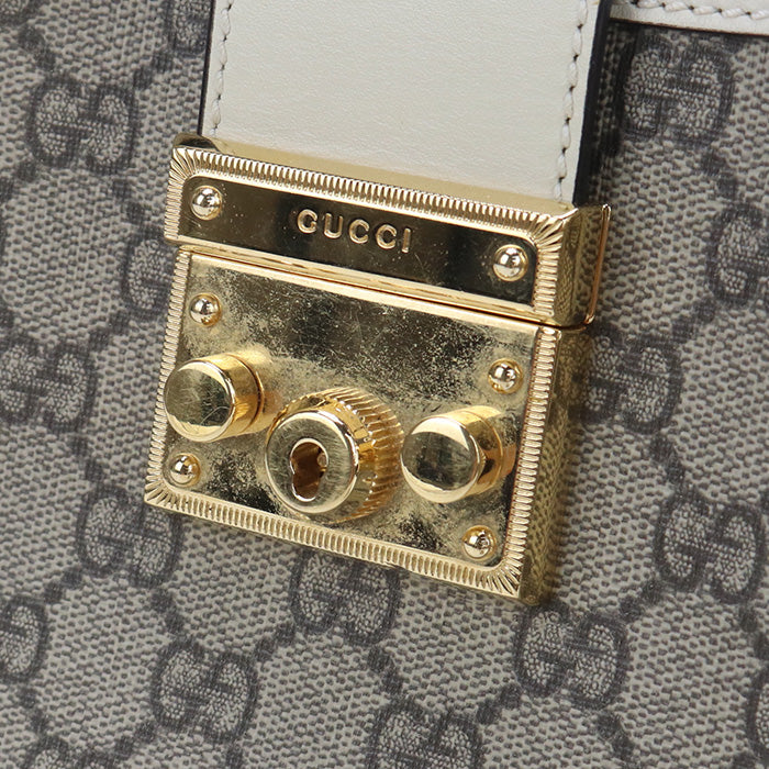 GUCCI GU88506 Small Shoulder Bag Padlock  GG Supreme Canvas beige Bag Women