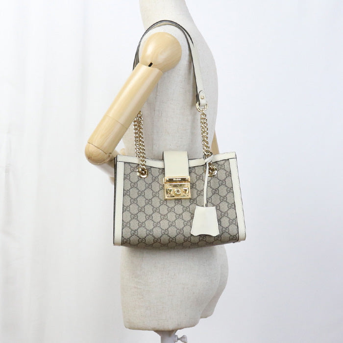 GUCCI GU88506 Small Shoulder Bag Padlock  GG Supreme Canvas beige Bag Women