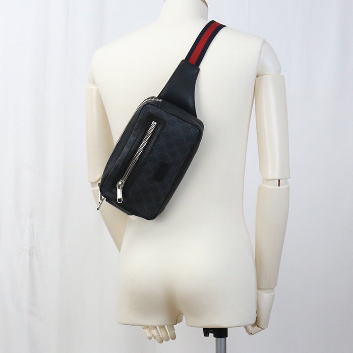 GUCCI 474293 body bag GG Supreme Belt bag/Sling Bag GG Supreme Canvas black mens