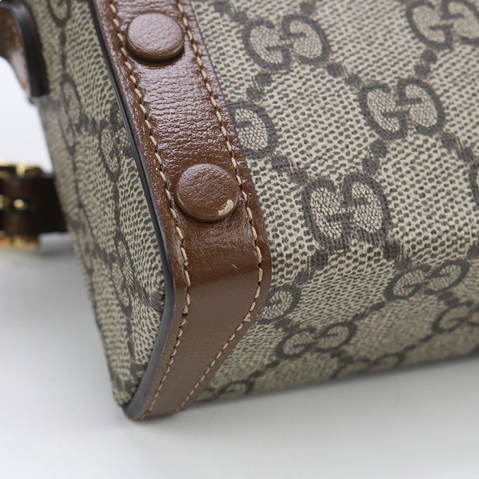 GUCCI GU89022 Horsebit 1955 Mini Shoulder Bag GG Supreme Canvas beige Women