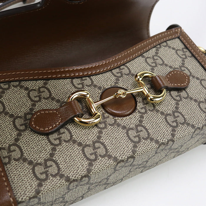GUCCI GU89022 Horsebit 1955 Mini Shoulder Bag GG Supreme Canvas beige Women