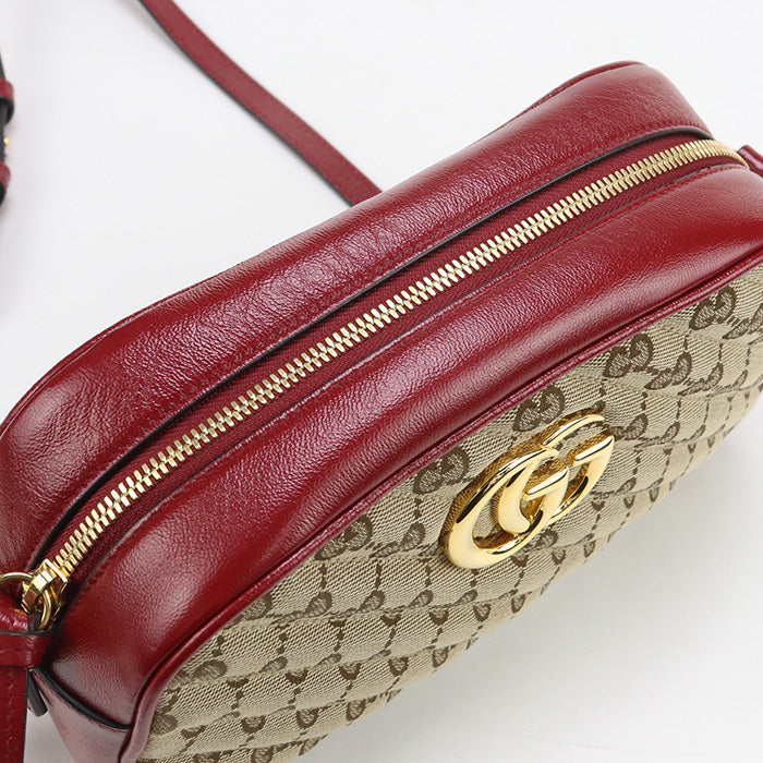 GUCCI 447632 Shoulder Bag GG Marmont Small camera bag GG canvas, leather beige Women