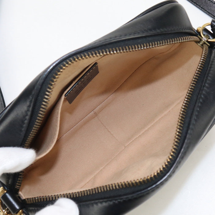 GUCCI 448065 Shoulder Bag GG Marmont Mini camera bag leather black Women