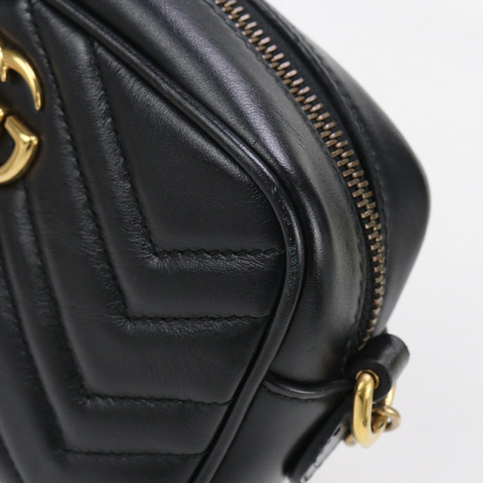 GUCCI 448065 Shoulder Bag GG Marmont Mini camera bag leather black Women