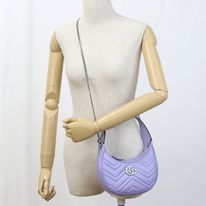 GUCCI 699514 2WAY GG Marmont Handbag leather purple Women