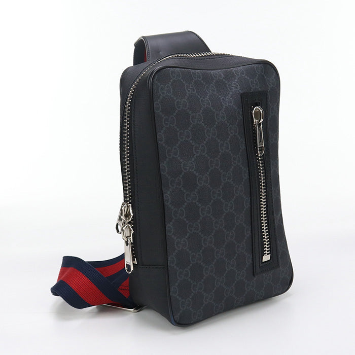 GUCCI 478325 body bag Soft GG Supreme Belt bag GG Supreme Canvas black mens
