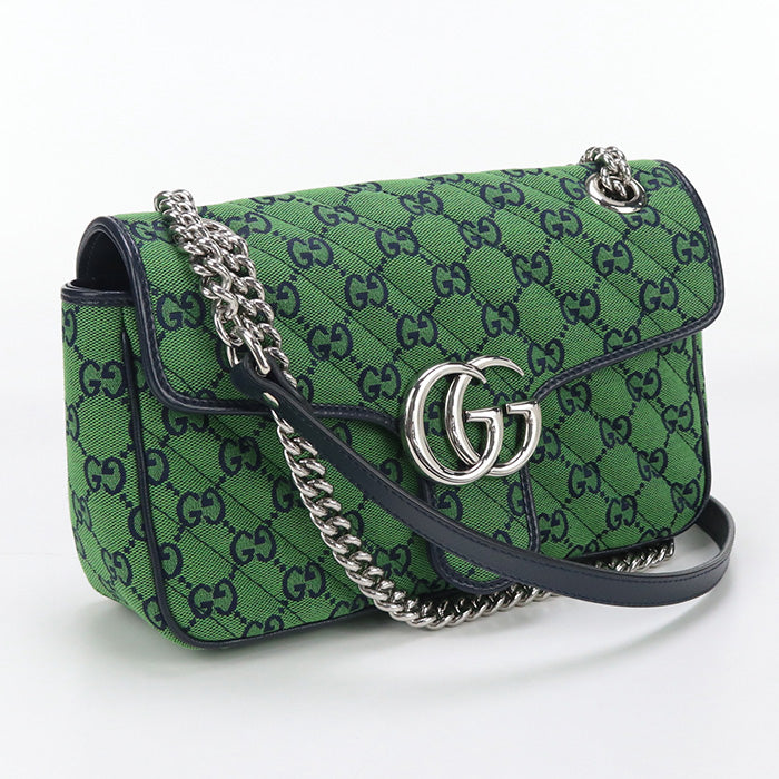 GUCCI 443497 Shoulder Bag GG Marmont Small ChainShoulder Bag GG canvas green Women