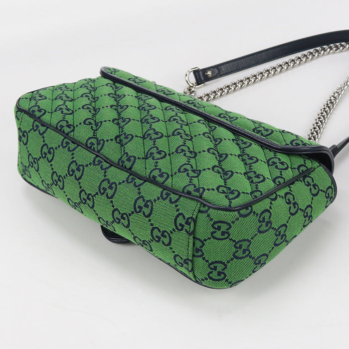 GUCCI 443497 Shoulder Bag GG Marmont Small ChainShoulder Bag GG canvas green Women