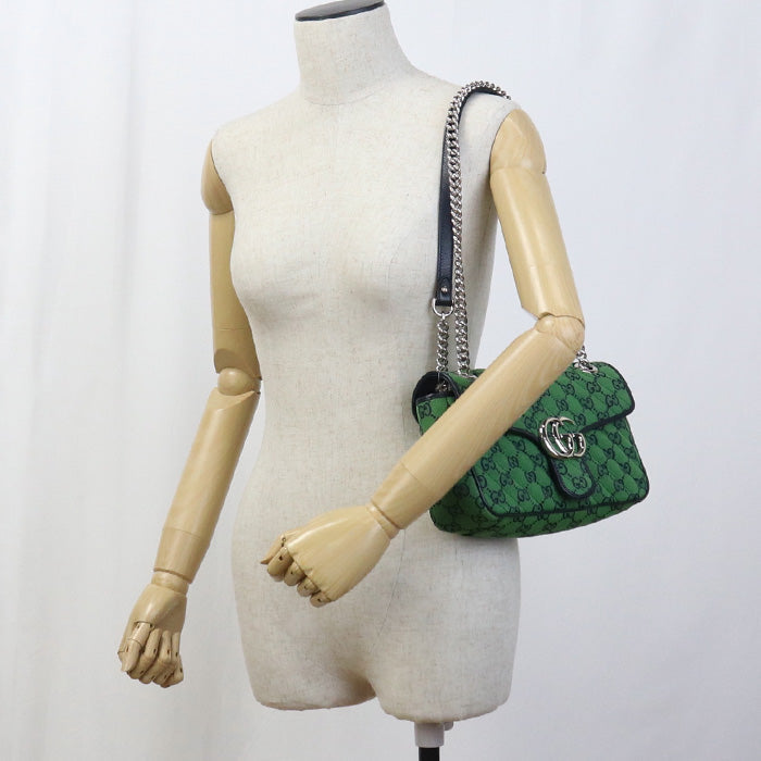 GUCCI 443497 Shoulder Bag GG Marmont Small ChainShoulder Bag GG canvas green Women