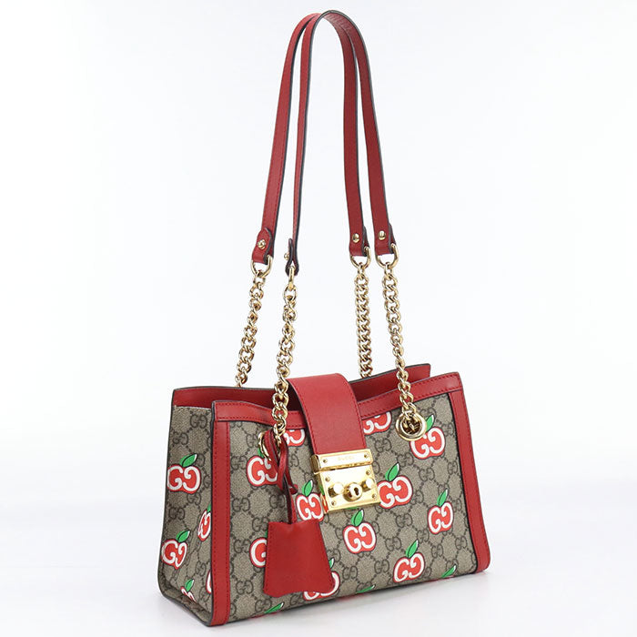 GUCCI 498156 Shoulder Bag Padlock GG Apple ChainShoulder Bag GG Supreme Canvas, leather Multicolor Women