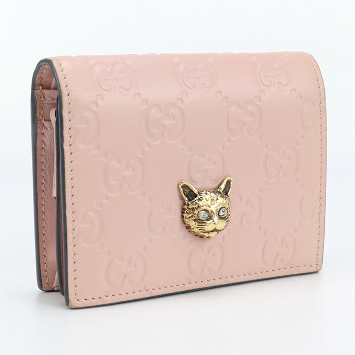 GUCCI 548057 Mini wallet linea cat Folded wallet leather Pink Women