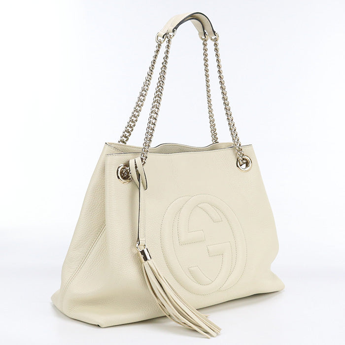 GUCCI GU90132 ChainShoulder Soho  leather Bag white Women