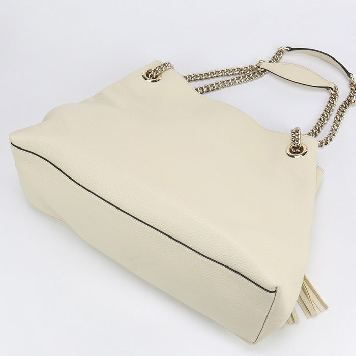 GUCCI GU90132 ChainShoulder Soho  leather Bag white Women