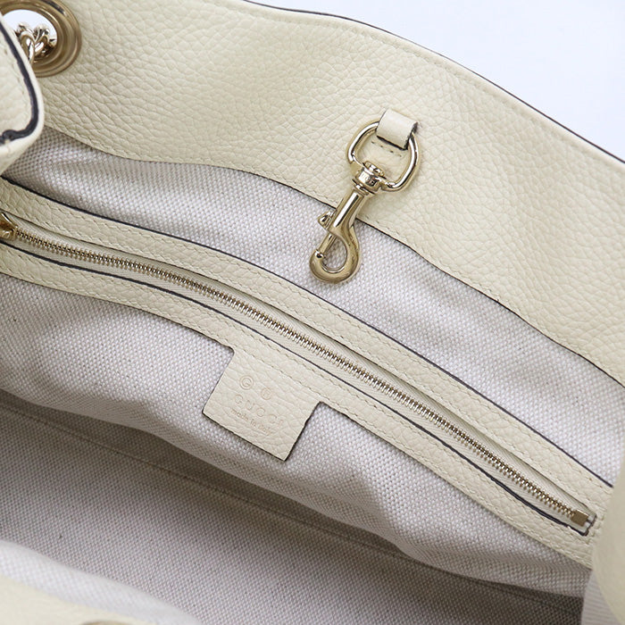 GUCCI GU90132 ChainShoulder Soho  leather Bag white Women