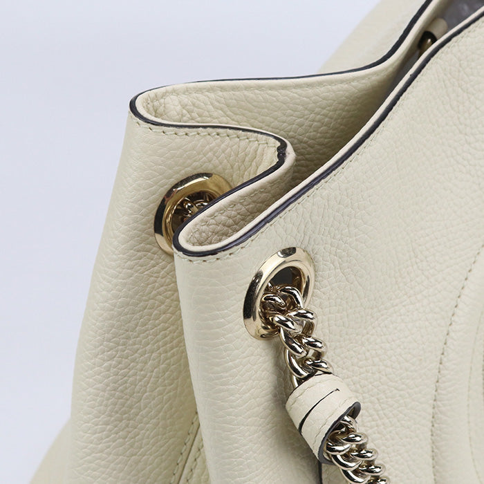GUCCI GU90132 ChainShoulder Soho  leather Bag white Women