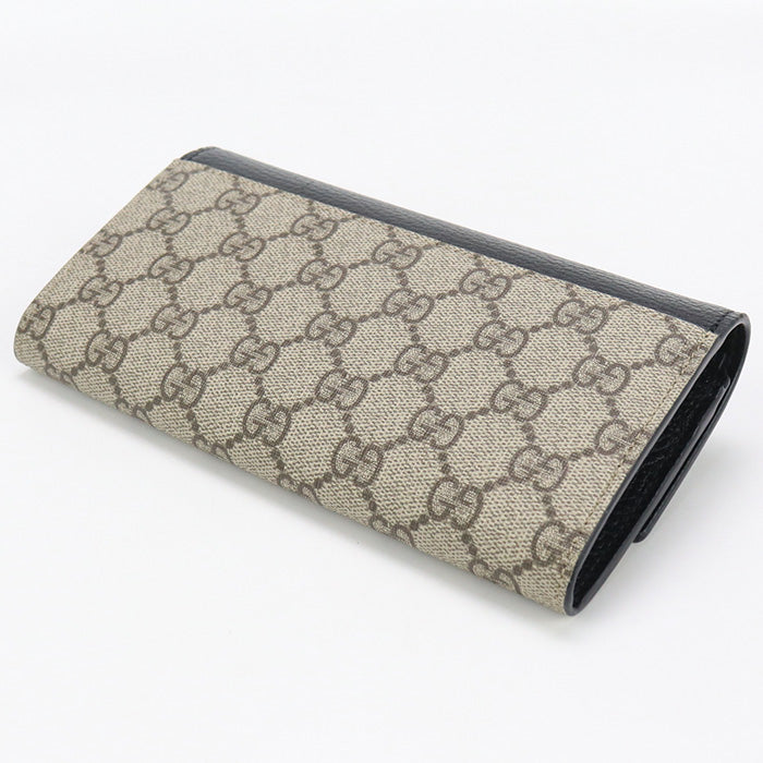 GUCCI GU90608 Bicolor Wallet Long double fold coin purse GG Supreme black Women
