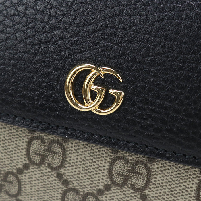 GUCCI GU90608 Bicolor Wallet Long double fold coin purse GG Supreme black Women