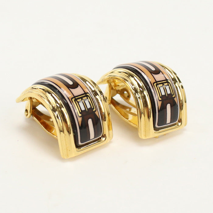 HERMES Emaille Earring metal Gold Women