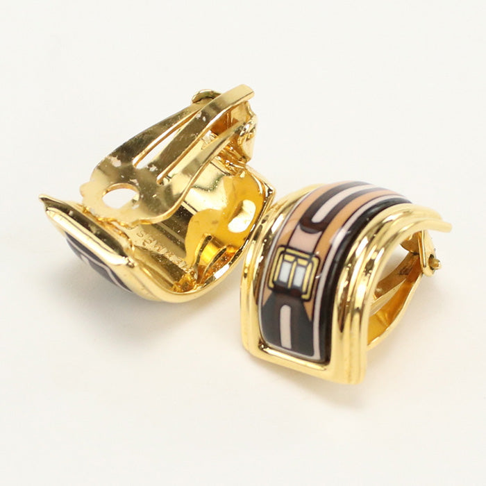 HERMES Emaille Earring metal Gold Women