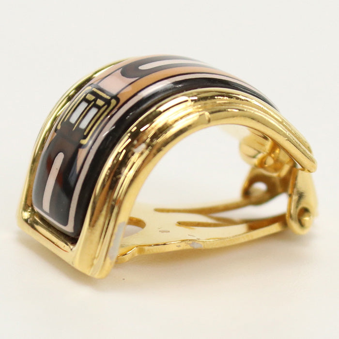 HERMES Emaille Earring metal Gold Women