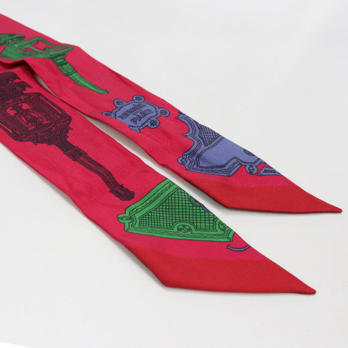 HERMES Scarf Twilly Stole silk Red(Multicolor) Women
