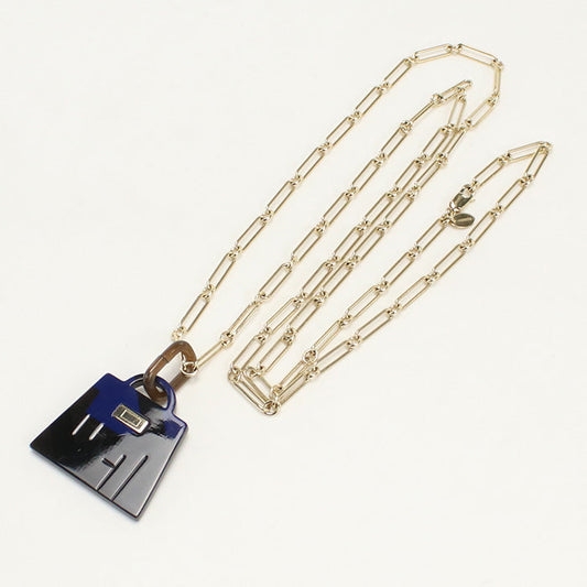HERMES Amulet Kelly GM Necklace Buffalo horn Black Women
