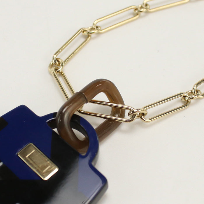 HERMES Amulet Kelly GM Necklace Buffalo horn Black Women