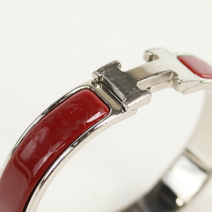 HERMES Click H Bangle/Palladium Plate red Women