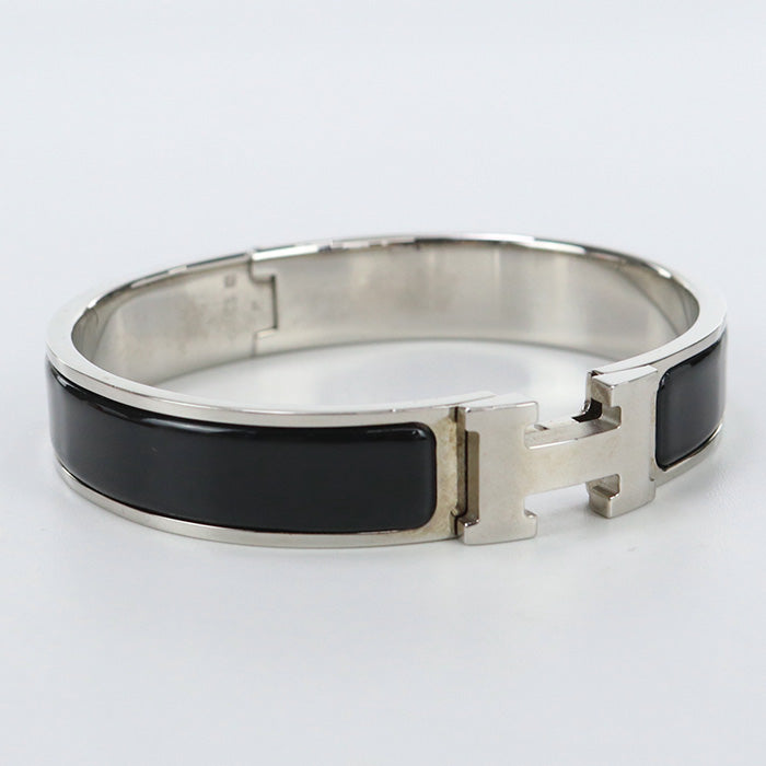 HERMES H703203FB01T5 Bangle Click Clack Click Ash PM H Breath metal,enamel black Women