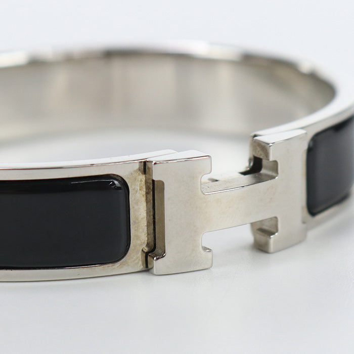 HERMES H703203FB01T5 Bangle Click Clack Click Ash PM H Breath metal,enamel black Women