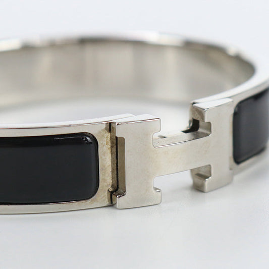 HERMES H703203FB01T5 Bangle Click Clack Click Ash PM H Breath metal,enamel black Women