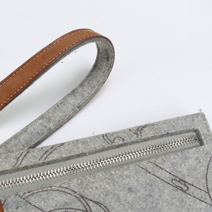 HERMES Tote Bag Karimi MM Tote Bag with Pouch felt,leather Light Grey Women