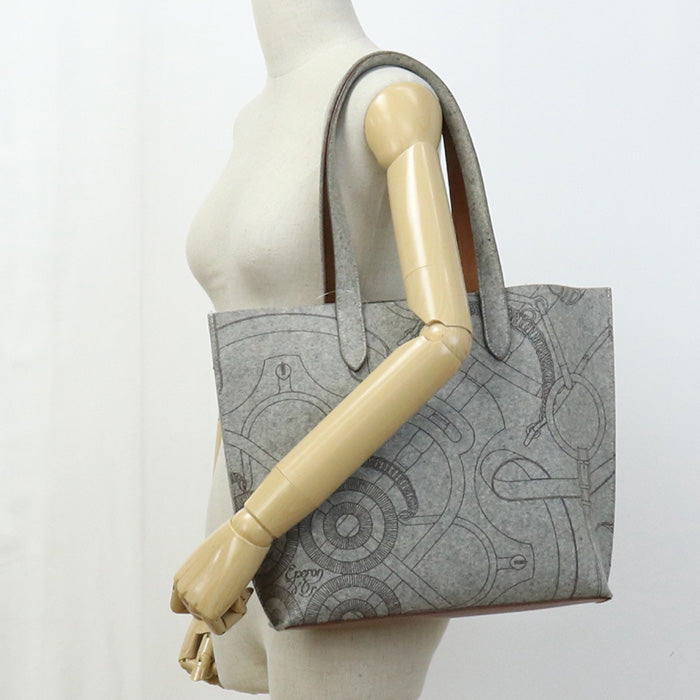 HERMES Tote Bag Karimi MM Tote Bag with Pouch felt,leather Light Grey Women