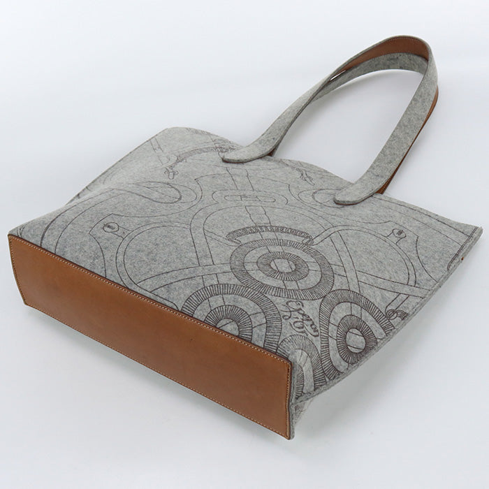 HERMES Tote Bag Karimi MM Tote Bag with Pouch felt,leather Light Grey Women