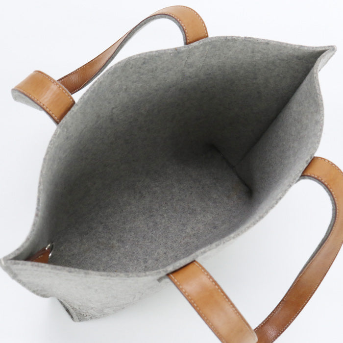 HERMES Tote Bag Karimi MM Tote Bag with Pouch felt,leather Light Grey Women