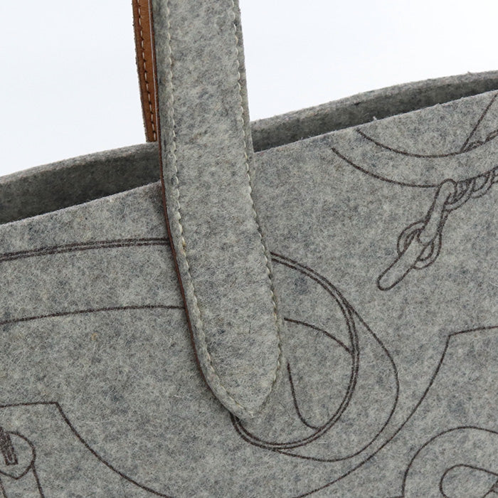 HERMES Tote Bag Karimi MM Tote Bag with Pouch felt,leather Light Grey Women
