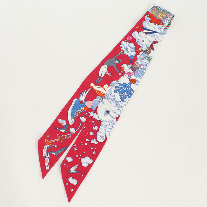 HERMES Scarf Sur mon nuage my cloud Twilly Stall Apparel Fashion accessories silk pink Women
