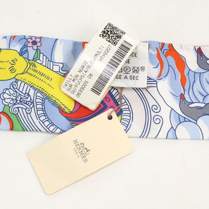 HERMES Scarf Sur mon nuage my cloud Twilly Stall Apparel Fashion accessories silk pink Women