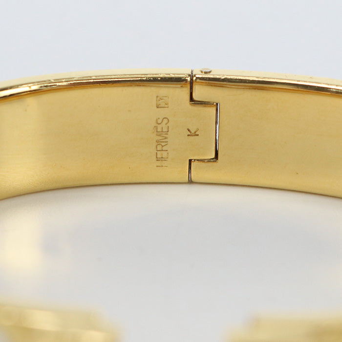 HERMES Bangle Click Clack Click Ash PM H Breath bracelet metal,enamel white Women