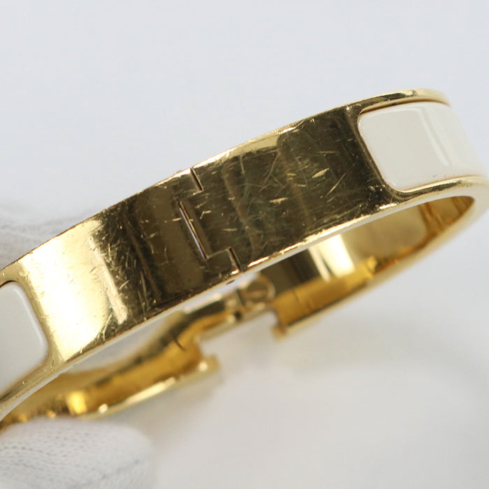 HERMES Bangle Click Clack Click Ash PM H Breath bracelet metal,enamel white Women