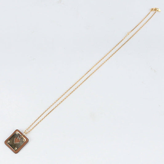 HERMES Necklace Asdukur metal/wood Brown gold Women