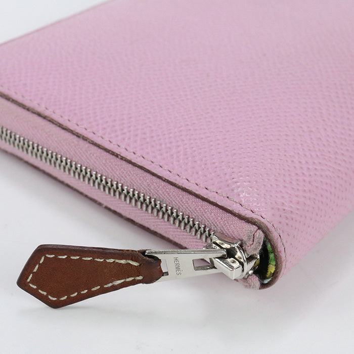 HERMES Azap Long Silk In Roundship Long Wallet Epsom pink Women