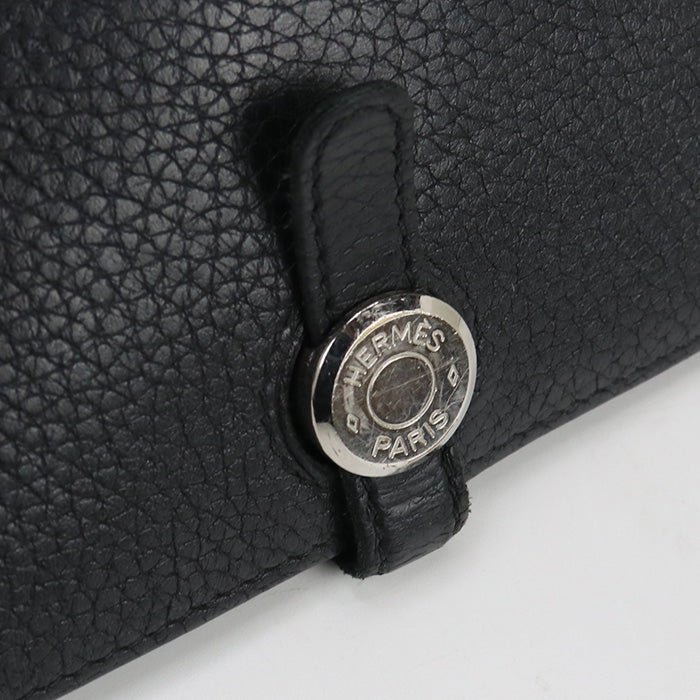 HERMES Dogon Duo Longwallet with double fold coin purse Taurillon Clemence black